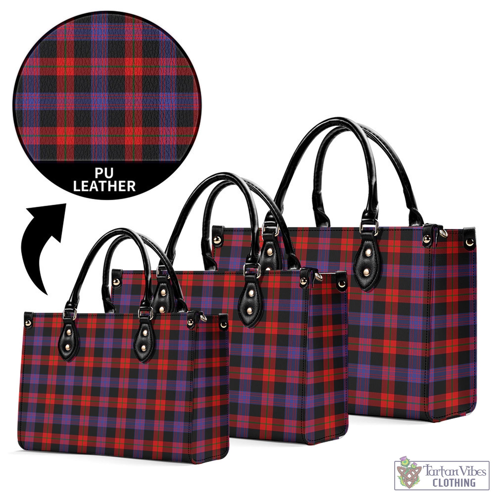 Tartan Vibes Clothing Broun Modern Tartan Luxury Leather Handbags