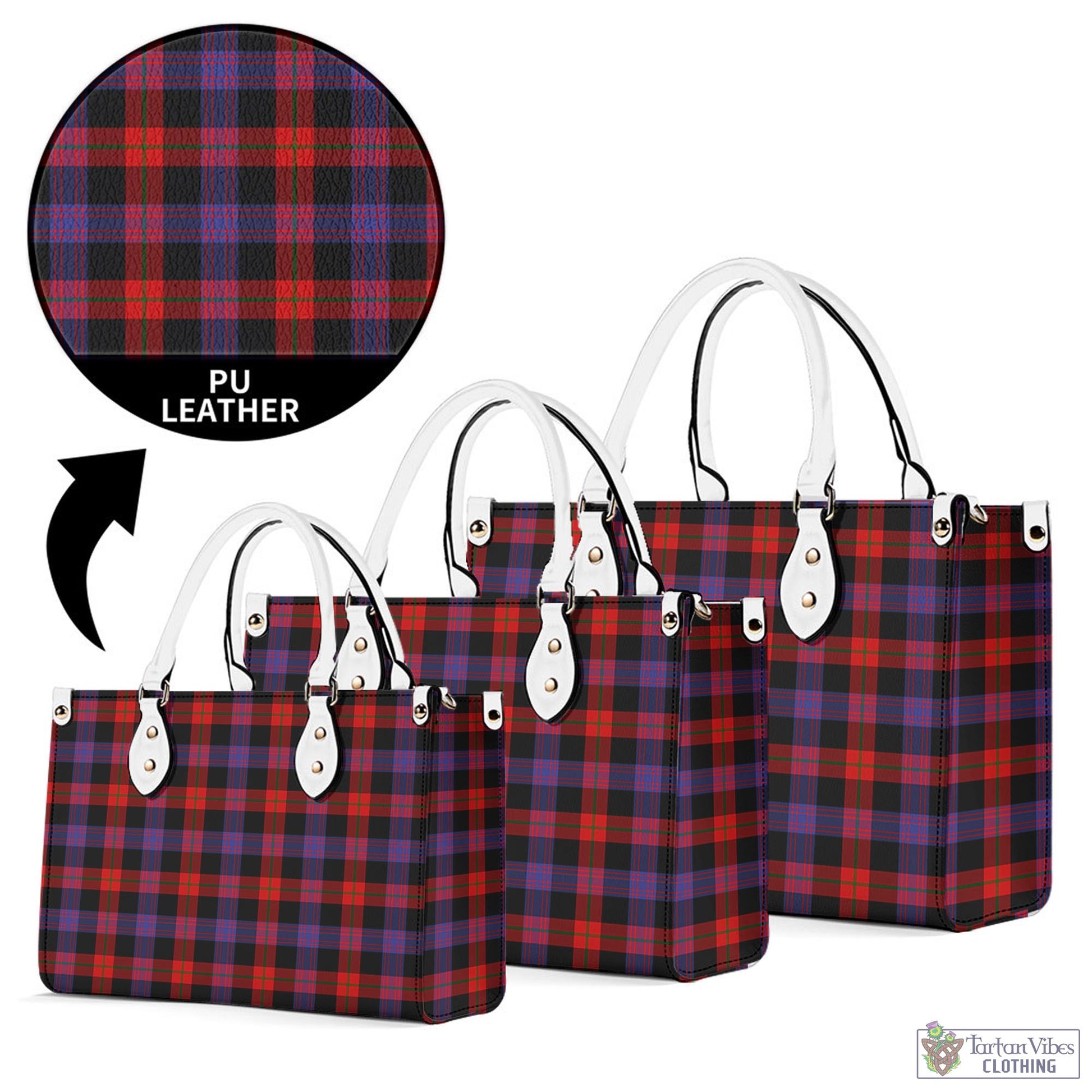 Tartan Vibes Clothing Broun Modern Tartan Luxury Leather Handbags