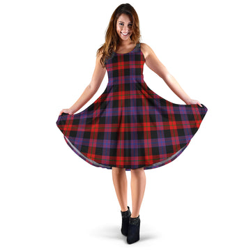 Broun Modern Tartan Sleeveless Midi Womens Dress