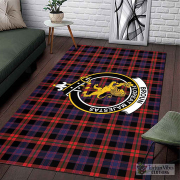 Broun Modern Tartan Area Rug with Family Crest