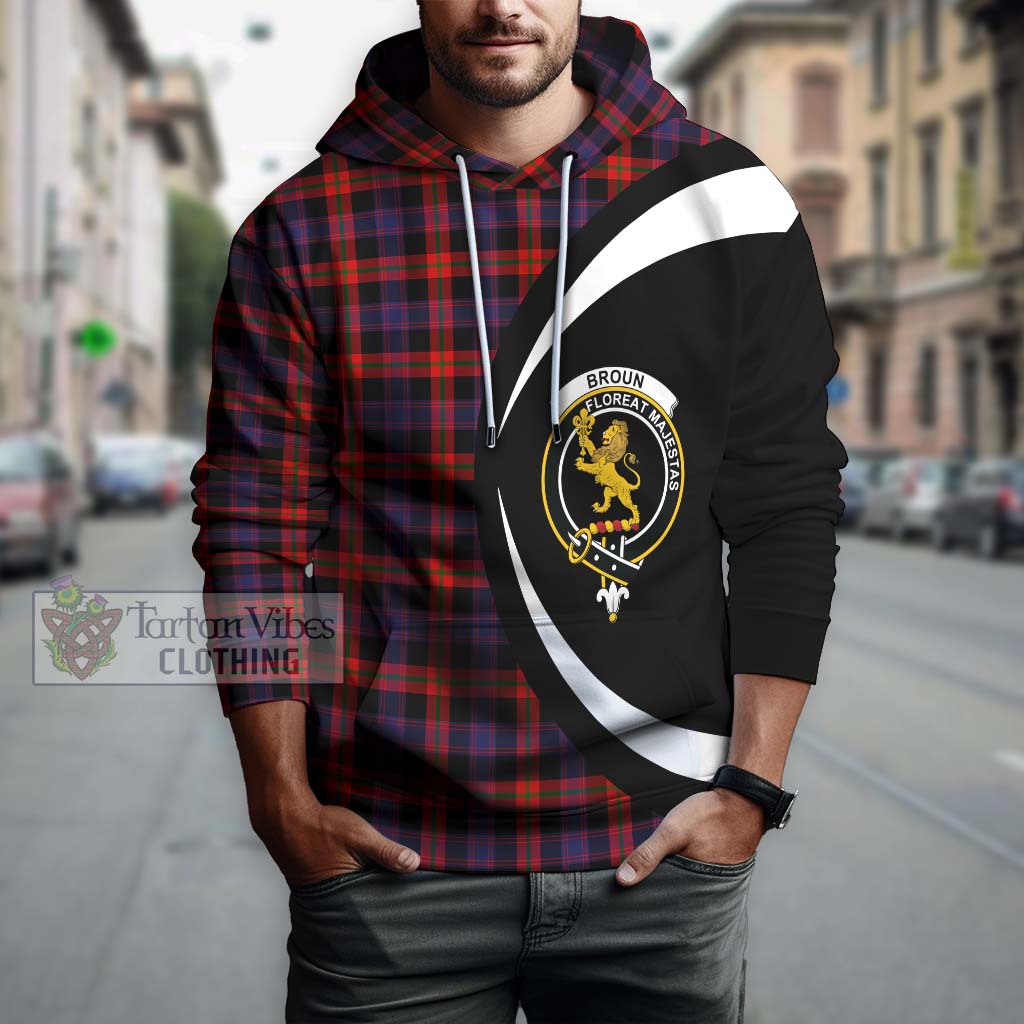 Tartan Vibes Clothing Broun Modern Tartan Hoodie with Family Crest Circle Style