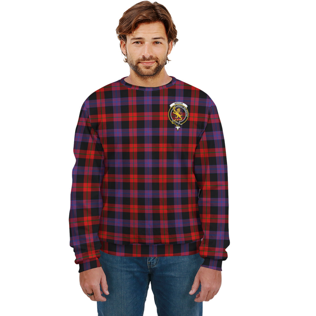 Broun Modern Tartan Sweatshirt with Family Crest Unisex - Tartan Vibes Clothing