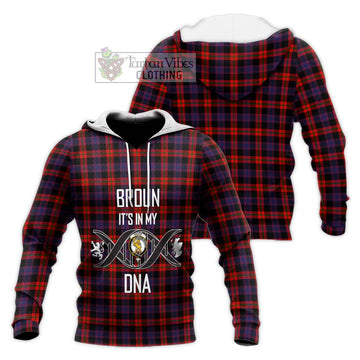 Broun Modern Tartan Knitted Hoodie with Family Crest DNA In Me Style