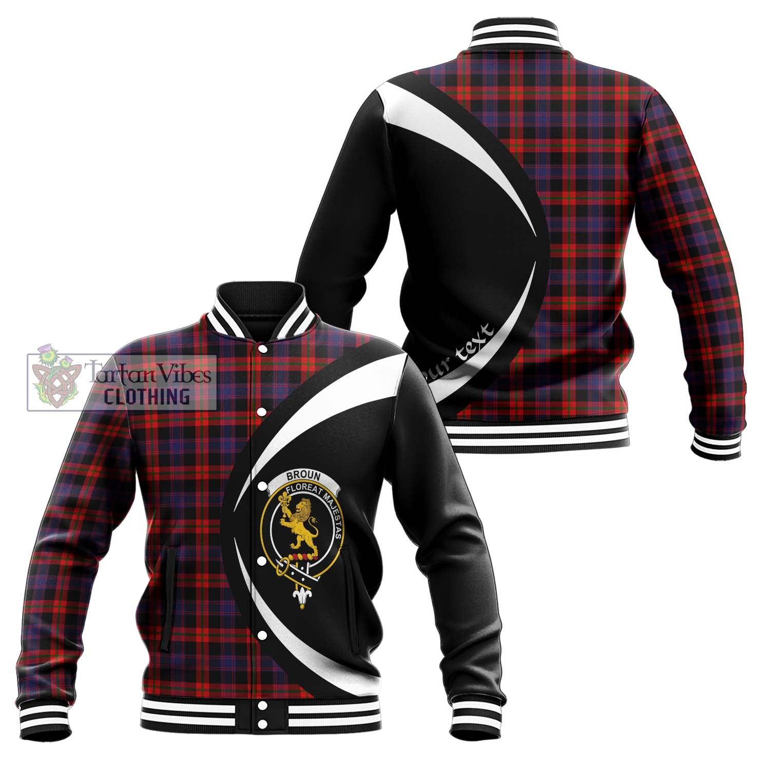 Broun Modern Tartan Baseball Jacket with Family Crest Circle Style Unisex - Tartan Vibes Clothing