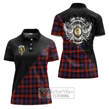 Broun Modern Tartan Women's Polo Shirt with Family Crest and Military Logo Style