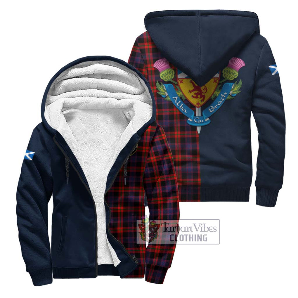 Tartan Vibes Clothing Broun Modern Tartan Sherpa Hoodie with Scottish Lion Royal Arm Half Style