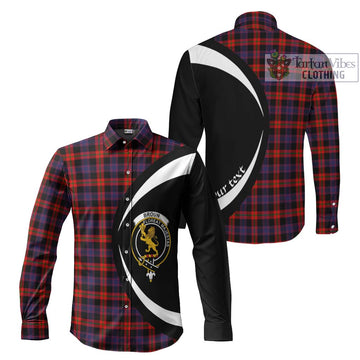 Broun Modern Tartan Long Sleeve Button Up with Family Crest Circle Style