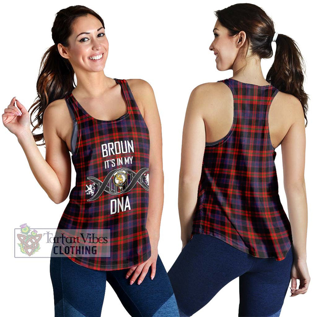 Broun Modern Tartan Women's Racerback Tanks with Family Crest DNA In Me Style 4XL - Tartanvibesclothing Shop