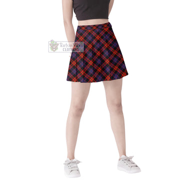 Broun Modern Tartan Women's Plated Mini Skirt Cross Style