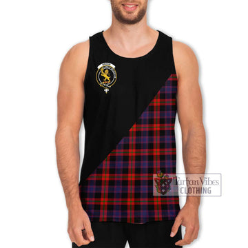 Broun Modern Tartan Men's Tank Top with Family Crest and Military Logo Style