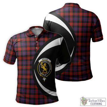 Broun Modern Tartan Men's Polo Shirt with Family Crest Circle Style