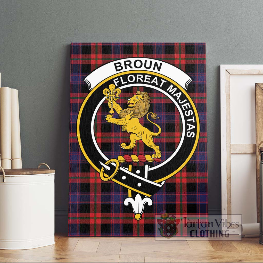 Broun Modern Tartan Canvas Print Wall Art with Family Crest Without Frame - Tartan Vibes Clothing