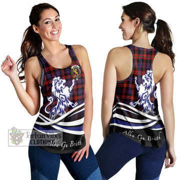 Broun Modern Tartan Women's Racerback Tanks with Alba Gu Brath Regal Lion Emblem