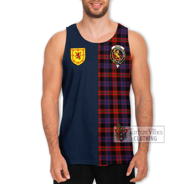 Broun Modern Tartan Men's Tank Top Alba with Scottish Lion Royal Arm Half Style