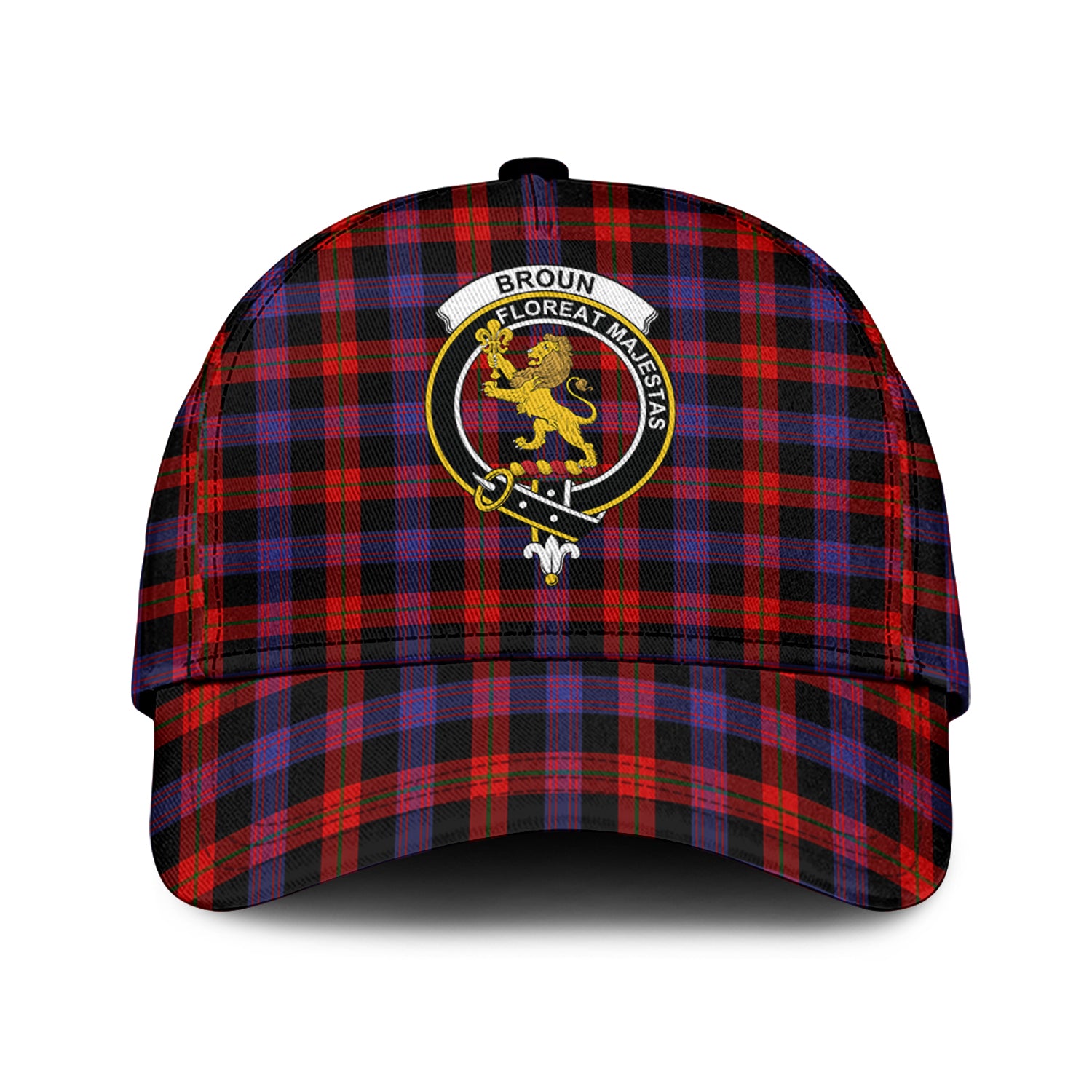 Broun Modern Tartan Classic Cap with Family Crest Classic Cap Universal Fit - Tartan Vibes Clothing