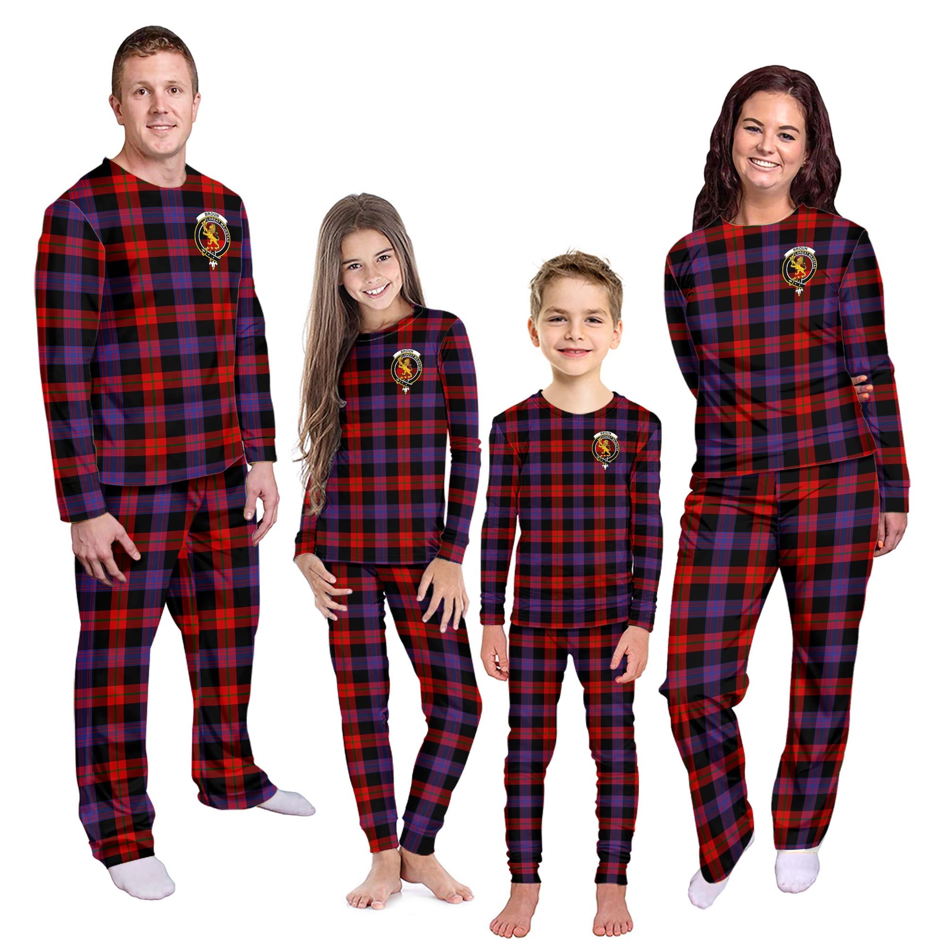 Broun Modern Tartan Pajamas Family Set with Family Crest Kid - Tartan Vibes Clothing