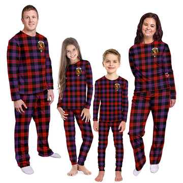 Broun Modern Tartan Pajamas Family Set with Family Crest