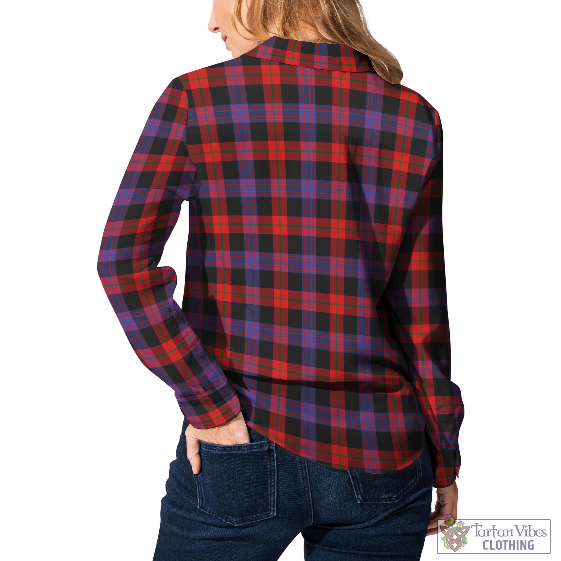 Broun Modern Tartan Womens Casual Shirt