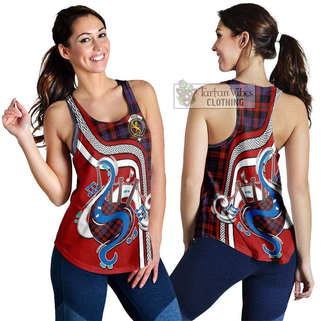 Broun Modern Tartan Women's Racerback Tanks with Epic Bagpipe Style 4XL - Tartanvibesclothing Shop