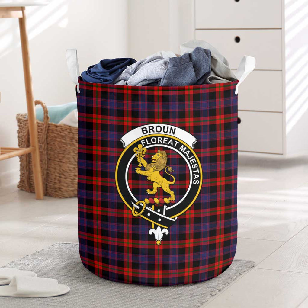 Broun Modern Tartan Laundry Basket with Family Crest One Size - Tartanvibesclothing Shop