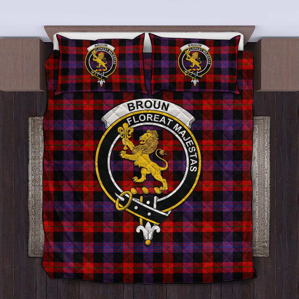 Broun Modern Tartan Quilt Bed Set with Family Crest Twin - Tartan Vibes Clothing