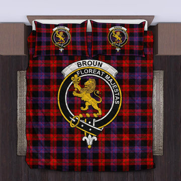 Broun Modern Tartan Quilt Bed Set with Family Crest