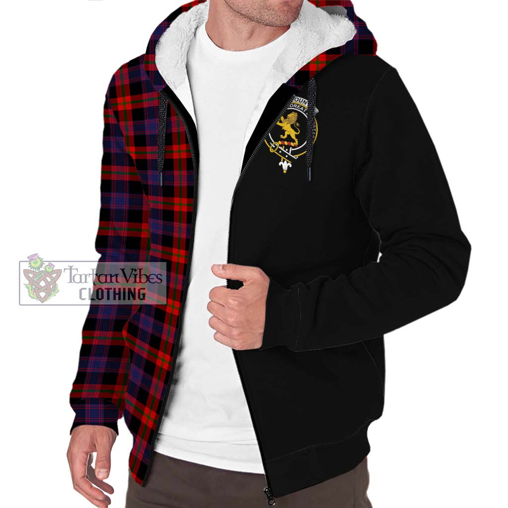 Broun Modern Tartan Sherpa Hoodie with Family Crest and Half Of Me Style Unisex S - Tartanvibesclothing Shop