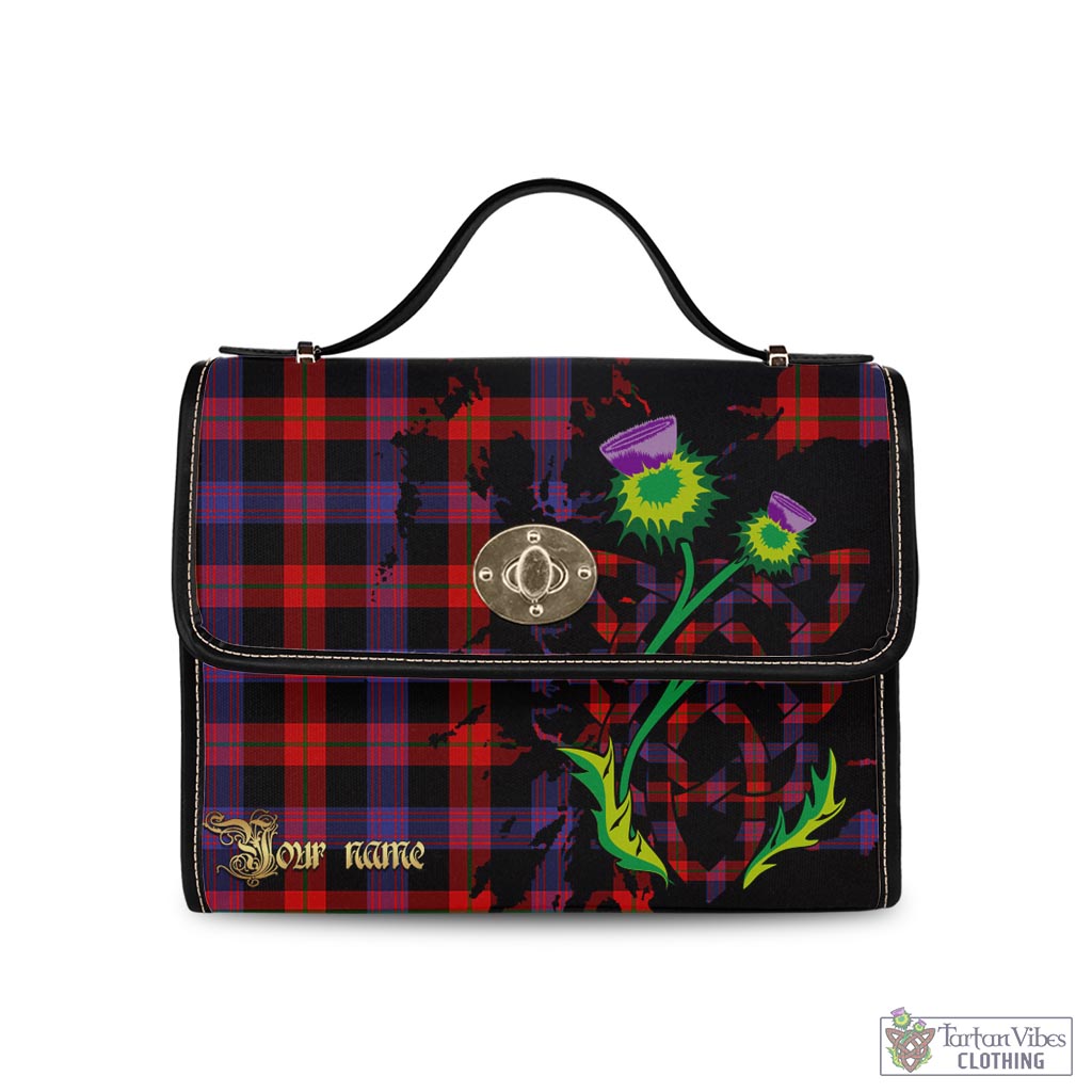 Tartan Vibes Clothing Broun Modern Tartan Waterproof Canvas Bag with Scotland Map and Thistle Celtic Accents