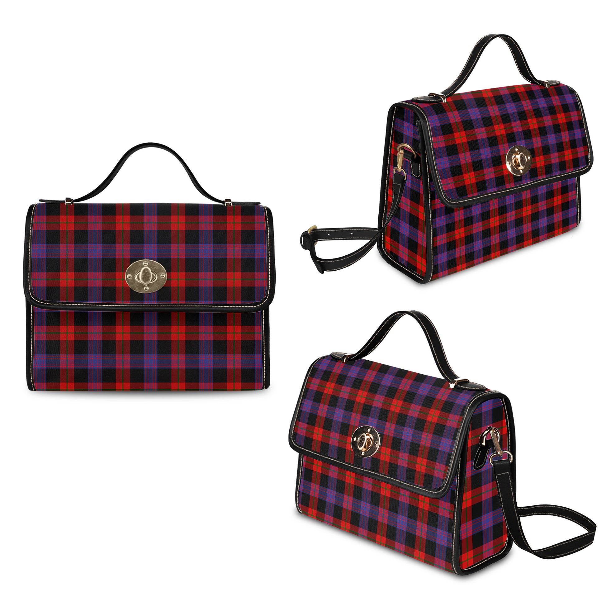 Broun Modern Tartan Leather Strap Waterproof Canvas Bag One Size 34cm * 42cm (13.4" x 16.5") - Tartanvibesclothing