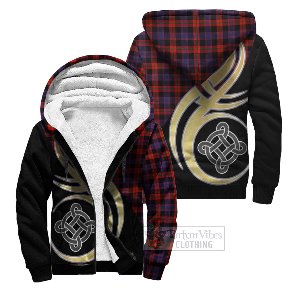 Broun Modern Tartan Sherpa Hoodie with Family Crest and Celtic Symbol Style Unisex S - Tartan Vibes Clothing