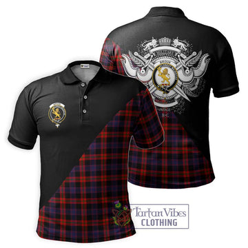 Broun Modern Tartan Polo Shirt with Family Crest and Military Logo Style