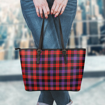 Broun Modern Tartan Leather Tote Bag