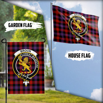 Broun Modern Tartan Flag with Family Crest