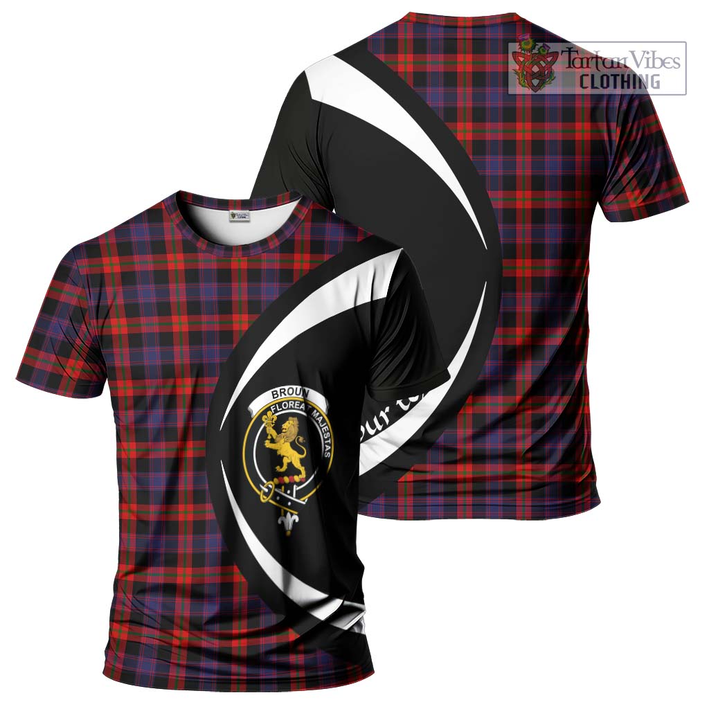 Tartan Vibes Clothing Broun Modern Tartan T-Shirt with Family Crest Circle Style