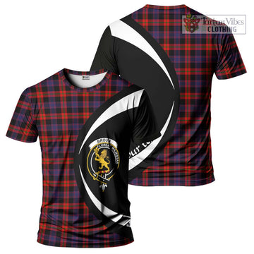 Broun Modern Tartan T-Shirt with Family Crest Circle Style