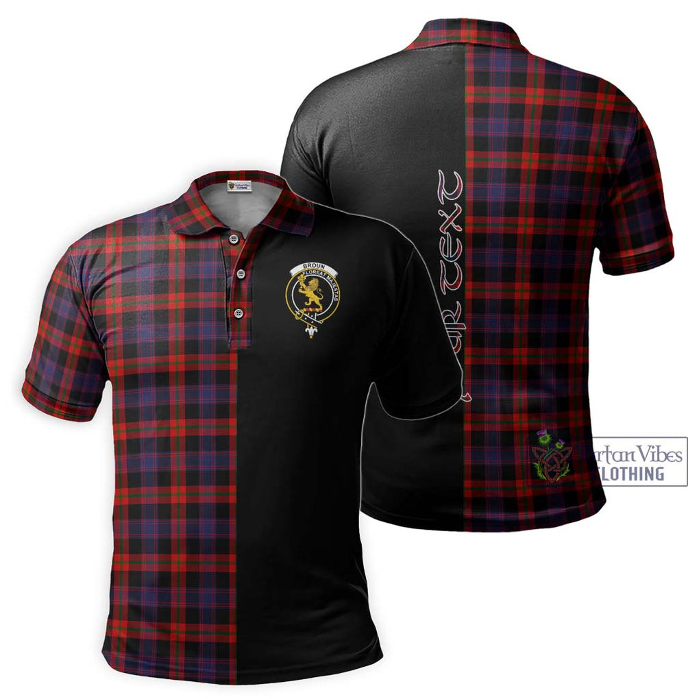 Broun Modern Tartan Polo Shirt with Family Crest and Half Of Me Style Kid - Tartanvibesclothing Shop