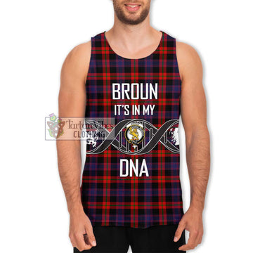 Broun Modern Tartan Men's Tank Top with Family Crest DNA In Me Style