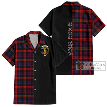 Broun Modern Tartan Short Sleeve Button Shirt with Family Crest and Half Of Me Style