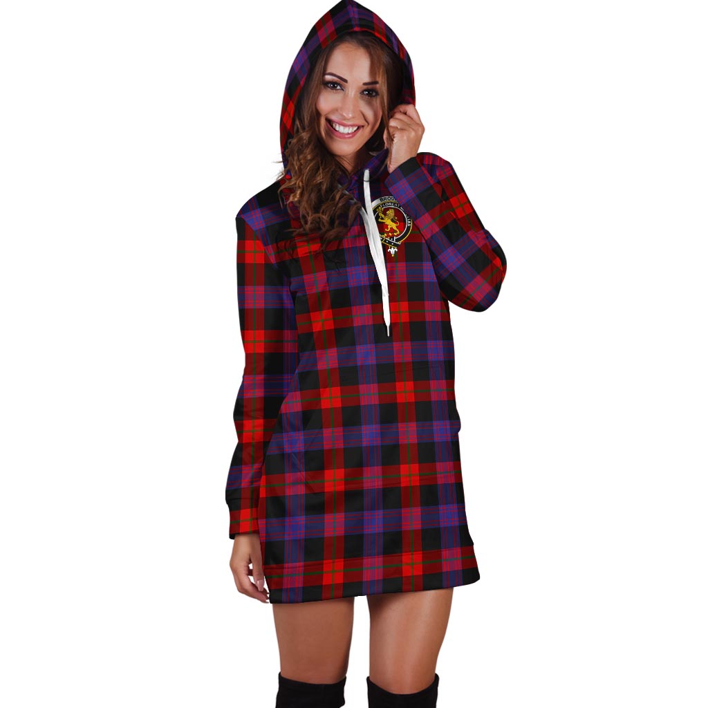 Broun Modern Tartan Hoodie Dress with Family Crest - Tartan Vibes Clothing