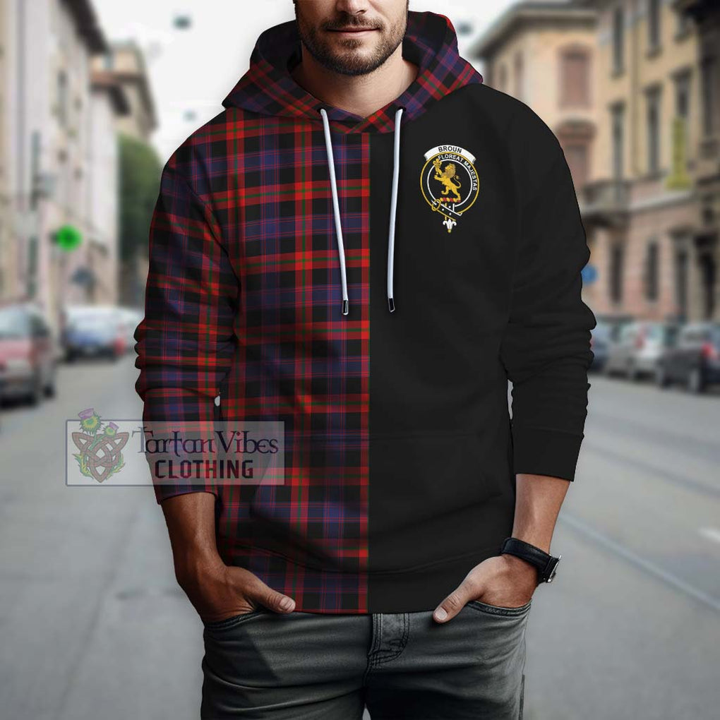 Broun Modern Tartan Hoodie with Family Crest and Half Of Me Style Zip Hoodie - Tartanvibesclothing Shop