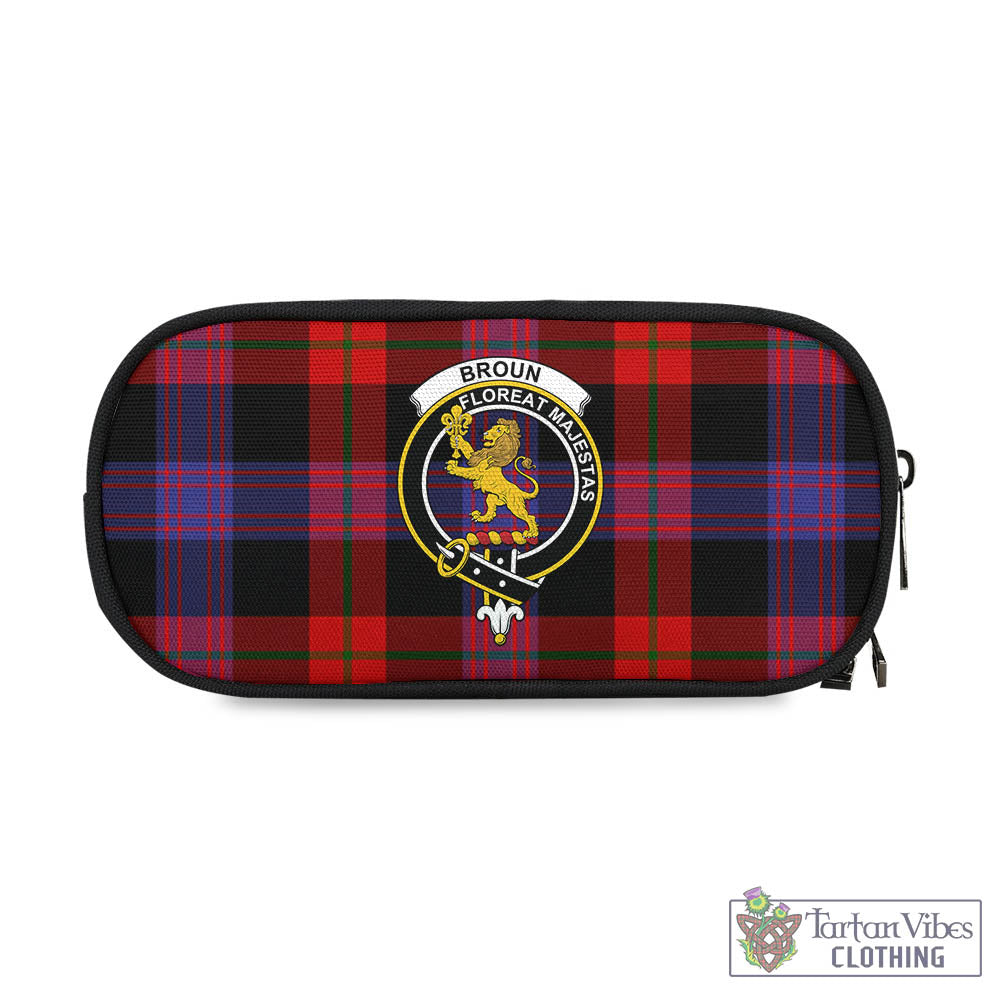 Tartan Vibes Clothing Broun Modern Tartan Pen and Pencil Case with Family Crest