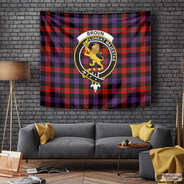 Broun Modern Tartan Tapestry Wall Hanging and Home Decor for Room with Family Crest