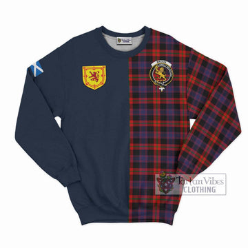 Broun Modern Tartan Sweatshirt Alba with Scottish Lion Royal Arm Half Style