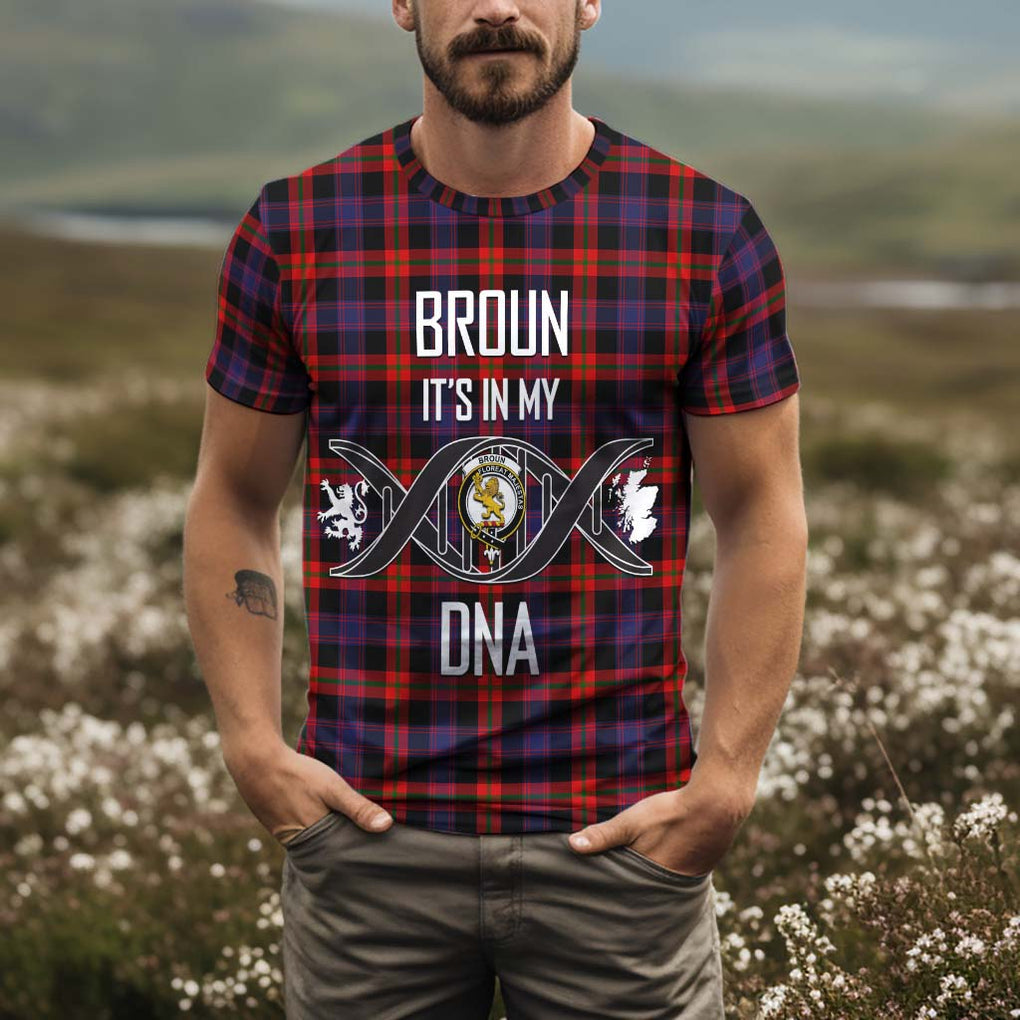 Broun Modern Tartan T-Shirt with Family Crest DNA In Me Style Kid's Shirt - Tartan Vibes Clothing