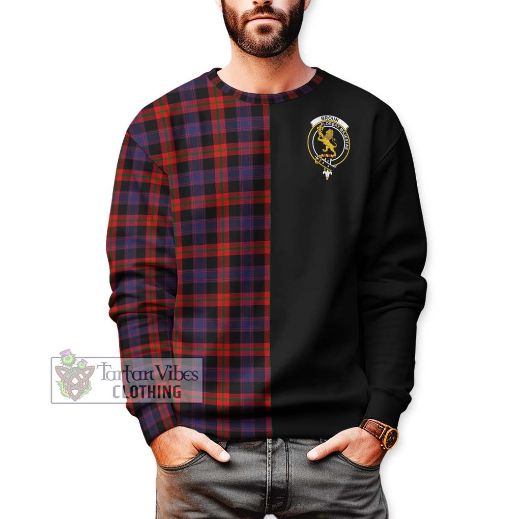 Broun Modern Tartan Sweatshirt with Family Crest and Half Of Me Style Unisex - Tartanvibesclothing Shop