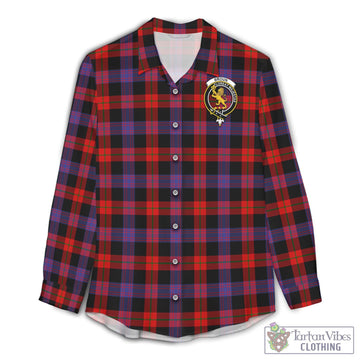 Broun Modern Tartan Women's Casual Shirt with Family Crest