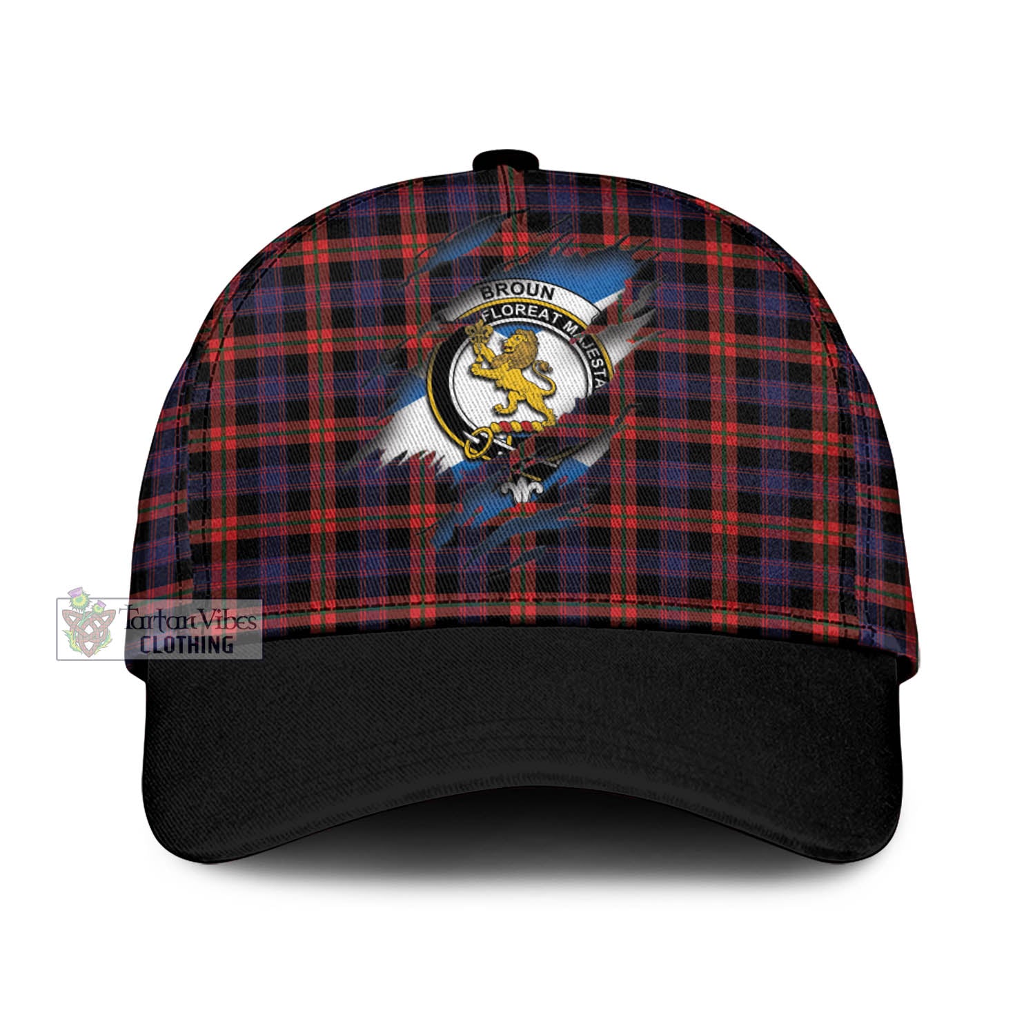 Tartan Vibes Clothing Broun Modern Tartan Classic Cap with Family Crest In Me Style