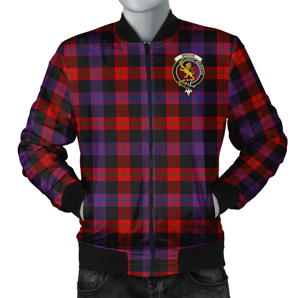 Broun Modern Tartan Bomber Jacket with Family Crest Unisex - Tartanvibesclothing