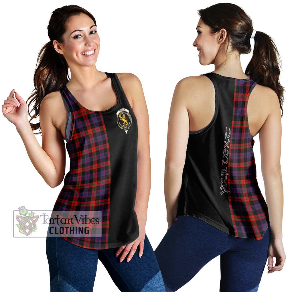 Broun Modern Tartan Women's Racerback Tanks with Family Crest and Half Of Me Style 4XL - Tartanvibesclothing Shop