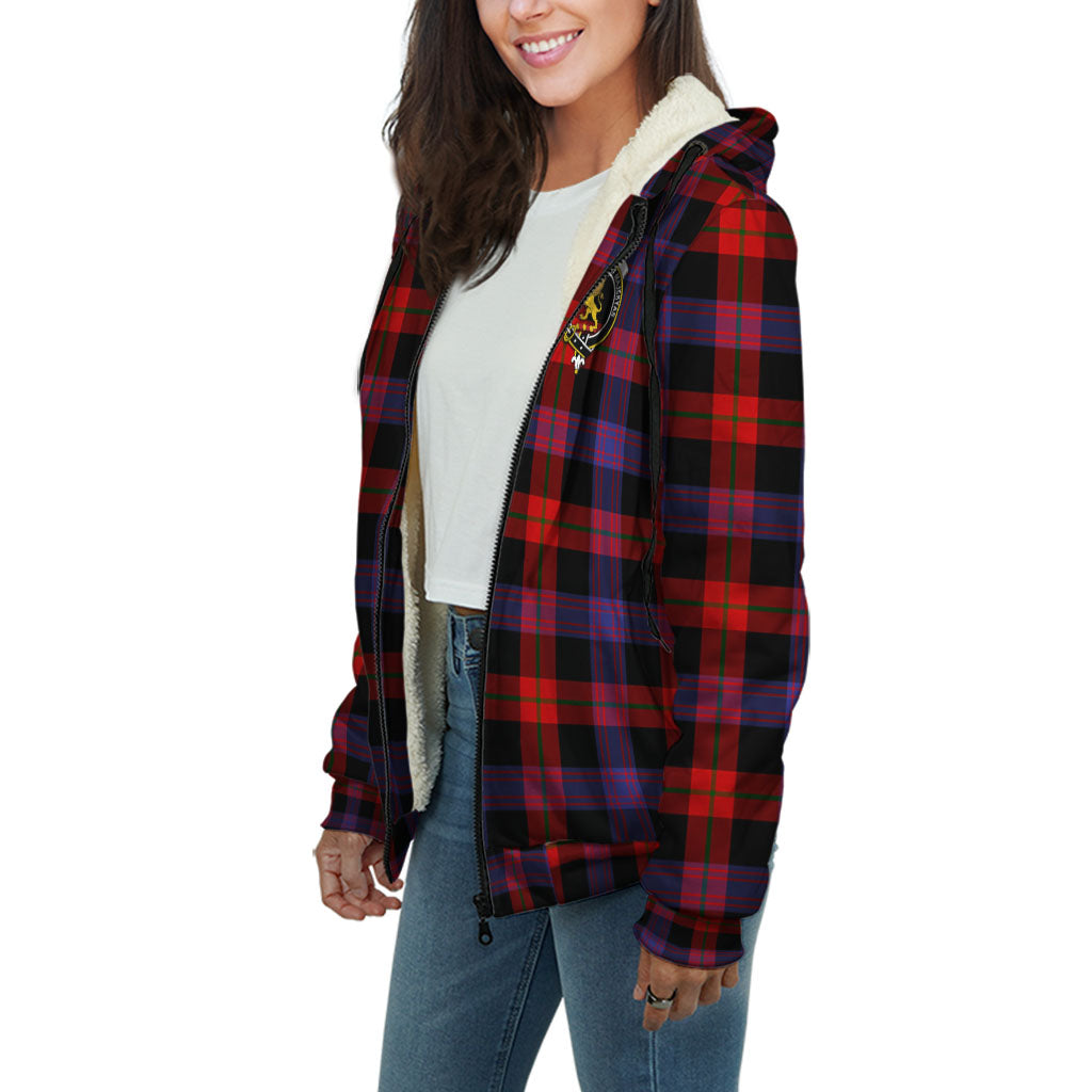 Broun Modern Tartan Sherpa Hoodie with Family Crest Unisex - Tartanvibesclothing